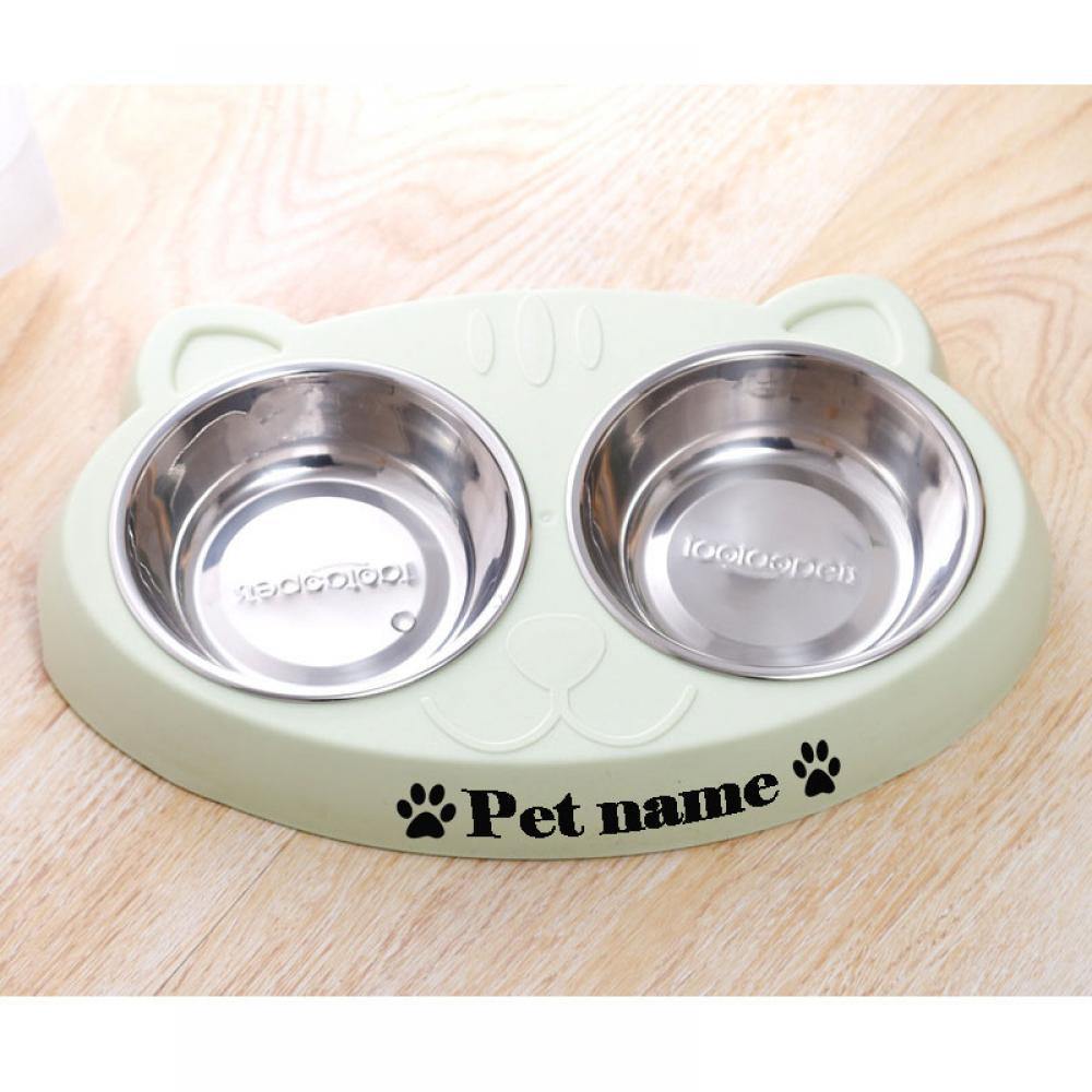 Custom Personalized Double Bowl Pet Feeding Dish - Lovepawz