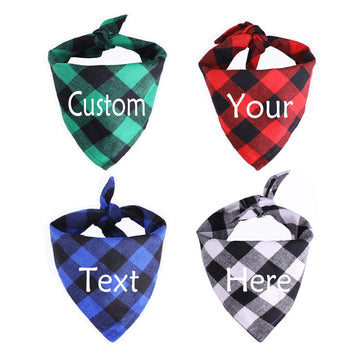 Custom Personalized Plaid Dog Bandana Cotton Scarf - Lovepawz