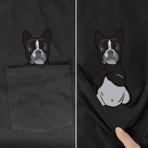 Funny French Bulldog Pocket Printed T-Shirt - Lovepawz