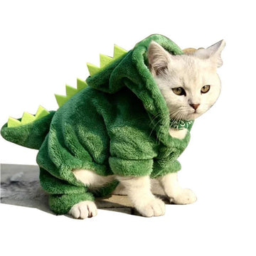 Cat Dinosaur Costume Warm Cat Kitten Coat Fleece Hoodie Costume - Lovepawz