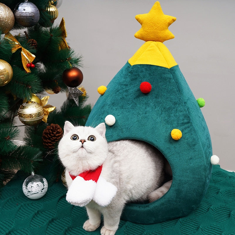 Christmas Tree Cat Winter Bed Litter House - Lovepawz