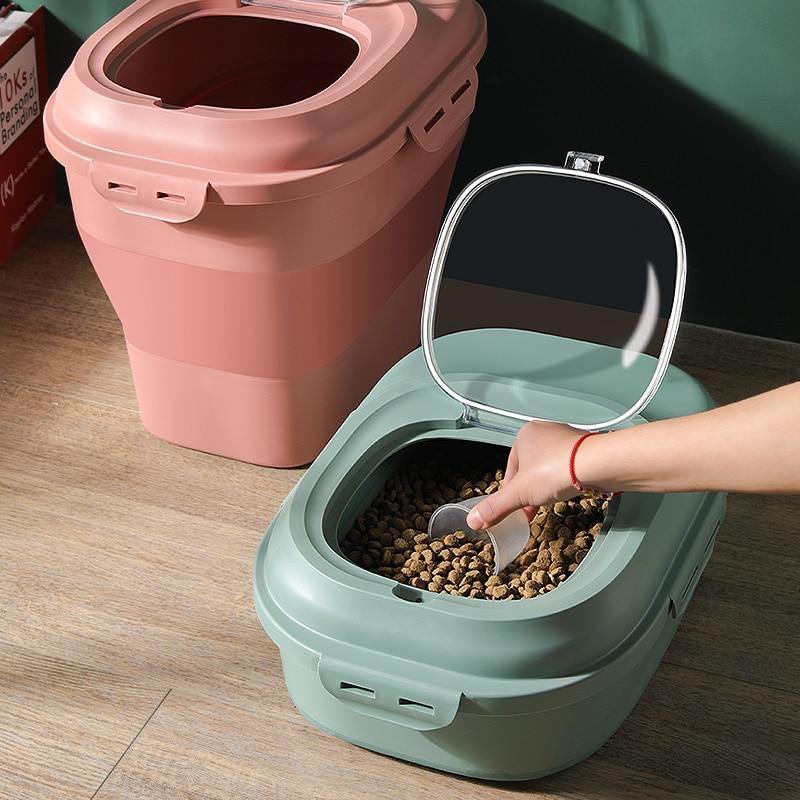 Large Pet Dog Cat Foldable Food Storage Bucket - Lovepawz