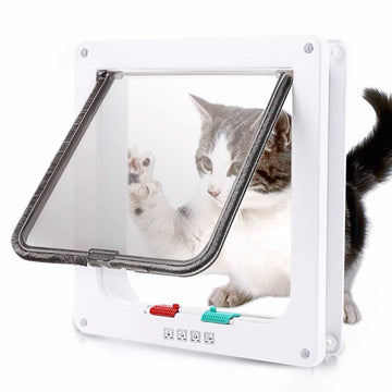 Cat 4 Way Flap Plastic Security Lock Dog Cat Door Gate - Lovepawz