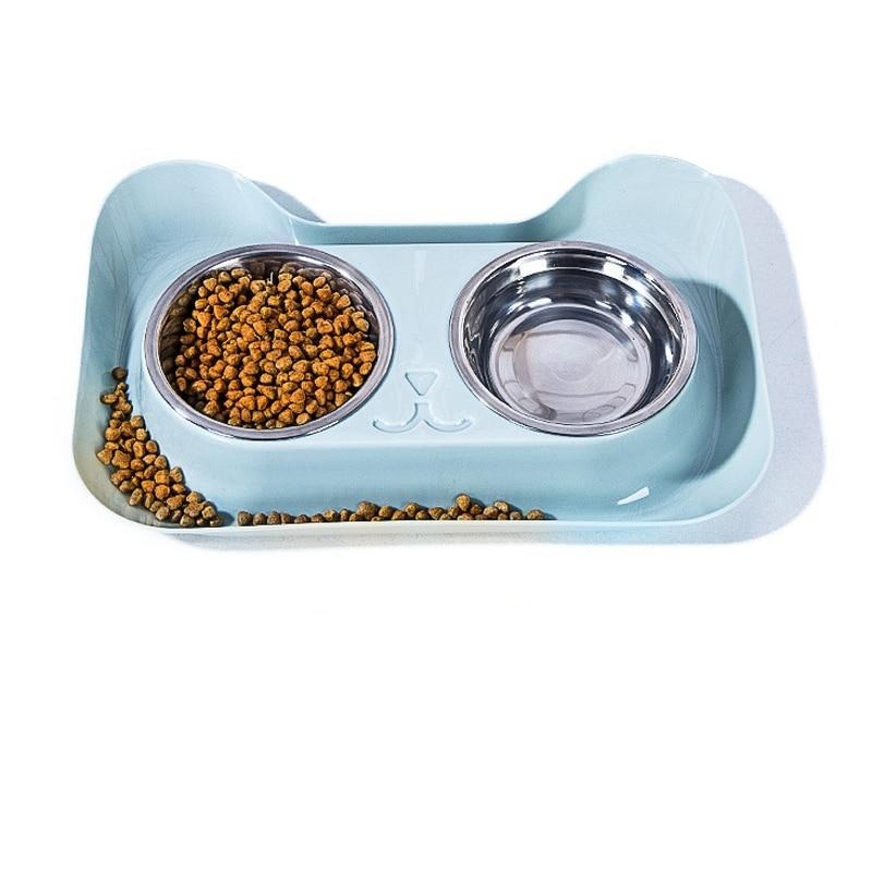 Cute Cat Ear Elevated Double Food Bowl Feeder - Lovepawz