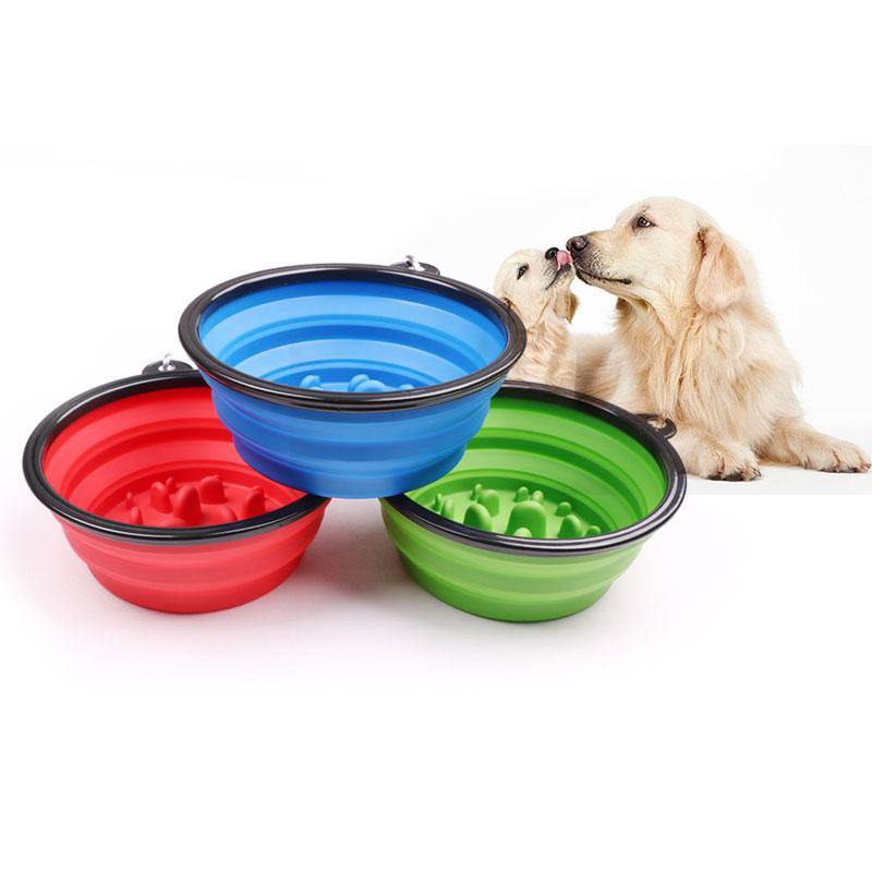 Collapsible Portable Pet Dog Travel Training Slow Feeder Bowl - Lovepawz