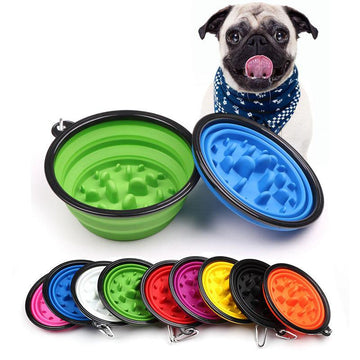 Collapsible Portable Pet Dog Travel Training Slow Feeder Bowl - Lovepawz