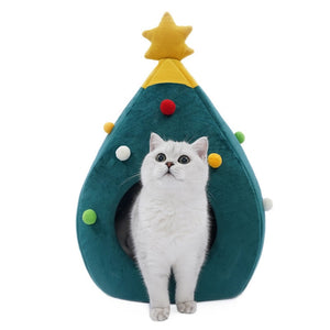 Christmas Tree Cat Winter Bed Litter House - Lovepawz